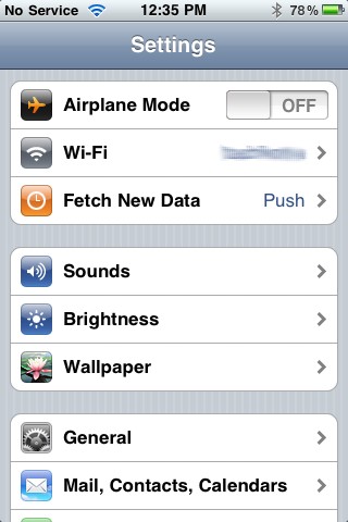 settings in iphone
